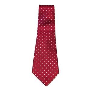 Vintage Bert Pulitzer Necktie Red White Polka Dot 100% Silk Classic Width USA